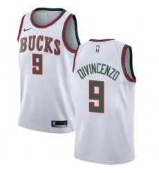 Men's Nike Milwaukee Bucks #9 Donte DiVincenzo Swingman White Fashion Hardwood Classics NBA Jersey