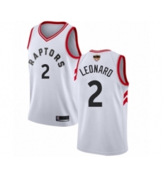 Youth Toronto Raptors #2 Kawhi Leonard Swingman White 2019 Basketball Finals Bound Jersey - Association Edition