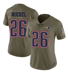 Women's Nike New England Patriots #26 Sony Michel Limited Olive 2017 Salute to Service NFL Jersey