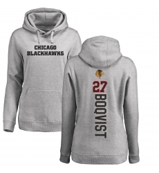 NHL Women's Adidas Chicago Blackhawks #27 Adam Boqvist Ash Backer Pullover Hoodie