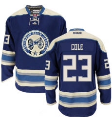 Men's Reebok Columbus Blue Jackets #23 Ian Cole Authentic Navy Blue Third NHL Jersey