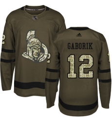 Youth Adidas Ottawa Senators #12 Marian Gaborik Authentic Green Salute to Service NHL Jersey