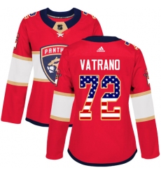Women's Adidas Florida Panthers #72 Frank Vatrano Authentic Red USA Flag Fashion NHL Jersey