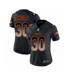 Women's Denver Broncos #30 Phillip Lindsay Black Smoke Fashion Limited Football Jersey
