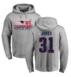 Nike New England Patriots #31 Jonathan Jones Heather Gray 2017 AFC Champions Pullover Hoodie