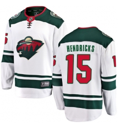 Men's Minnesota Wild #15 Matt Hendricks Authentic White Away Fanatics Branded Breakaway NHL Jersey