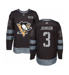 Men's Pittsburgh Penguins #3 Jack Johnson Authentic Black 1917-2017 100th Anniversary Hockey Jersey