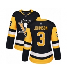 Women's Pittsburgh Penguins #3 Jack Johnson Authentic Black Home Hockey Jersey