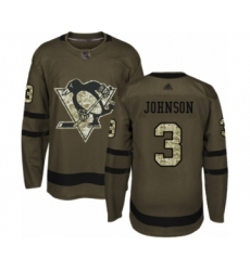 Youth Pittsburgh Penguins #3 Jack Johnson Authentic Green Salute to Service Hockey Jersey0