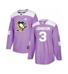 Youth Pittsburgh Penguins #3 Jack Johnson Authentic Purple Fights Cancer Practice Hockey Jersey