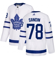 Men's Adidas Toronto Maple Leafs #78 Rasmus Sandin Authentic White Away NHL Jersey