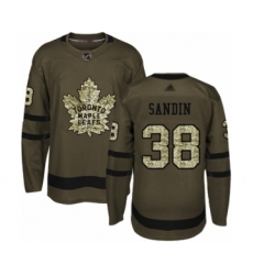 Men's Toronto Maple Leafs #38 Rasmus Sandin Authentic Green Salute to Service Hockey Jersey