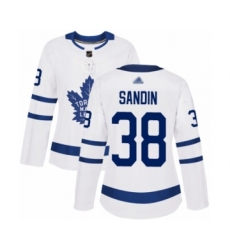 Women's Toronto Maple Leafs #38 Rasmus Sandin Authentic White Away Hockey Jersey