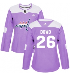 Women's Adidas Washington Capitals #26 Nic Dowd Authentic Purple Fights Cancer Practice NHL Jersey