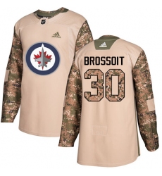 Men's Adidas Winnipeg Jets #30 Laurent Brossoit Authentic Camo Veterans Day Practice NHL Jersey