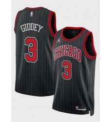 Men's Chicago Bulls #3 Josh Giddey Black Statement Edition Stitched Basketball Jersey