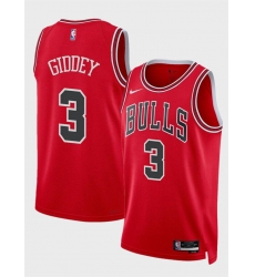 Men's Chicago Bulls #3 Josh Giddey Red Icon Edition Stitched Basketball Jersey