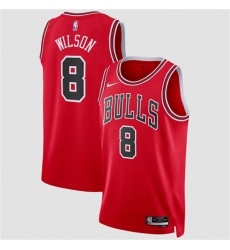 Men's Chicago Bulls #8 Caleb Wilson Red 2026 Draft Icon Edition Stitched Basketball Jersey