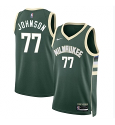 Men's Milwaukee Bucks #77 AJ Johnson Green 2024 Draft Icon Edition Stitched Basketball Jersey