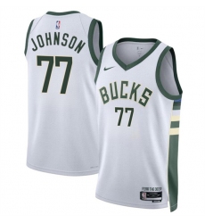 Men's Milwaukee Bucks #77 AJ Johnson White 2024 Draft Association Edition Stitched Basketball Jersey