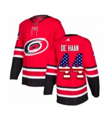 Men's Adidas Carolina Hurricanes #44 Calvin De Haan Authentic Red USA Flag Fashion NHL Jersey
