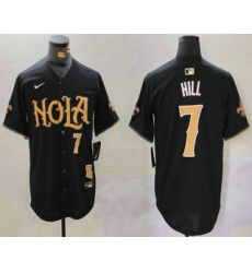 Men's New Orleans Saints #7 Taysom Hill Number Black Nola Baseball Jersey