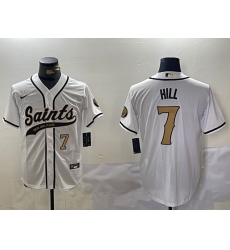 Men's New Orleans Saints #7 Taysom Hill White With Cool Base Stitched Baseball Jerseys