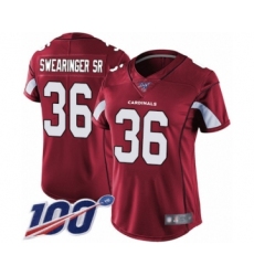 Women's Arizona Cardinals #36 D.J. Swearinger SR Red Team Color Vapor Untouchable Limited Player 100th Season Football Jersey