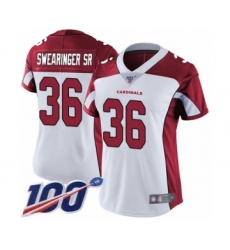 Women's Arizona Cardinals #36 D.J. Swearinger SR White Vapor Untouchable Limited Player 100th Season Football Jersey