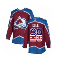 Youth Adidas Colorado Avalanche #28 Ian Cole Authentic Burgundy Red USA Flag Fashion NHL Jersey
