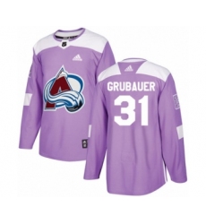 Youth Adidas Colorado Avalanche #31 Philipp Grubauer Authentic Purple Fights Cancer Practice NHL Jersey