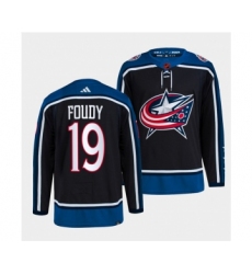 Men's Columbus Blue Jackets #19 Liam Foudy Navy 2022 Reverse Retro Stitched Jersey