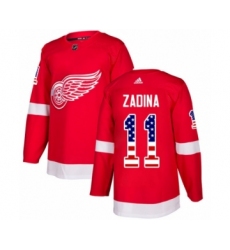Youth Adidas Detroit Red Wings #11 Filip Zadina Authentic Red USA Flag Fashion NHL Jersey