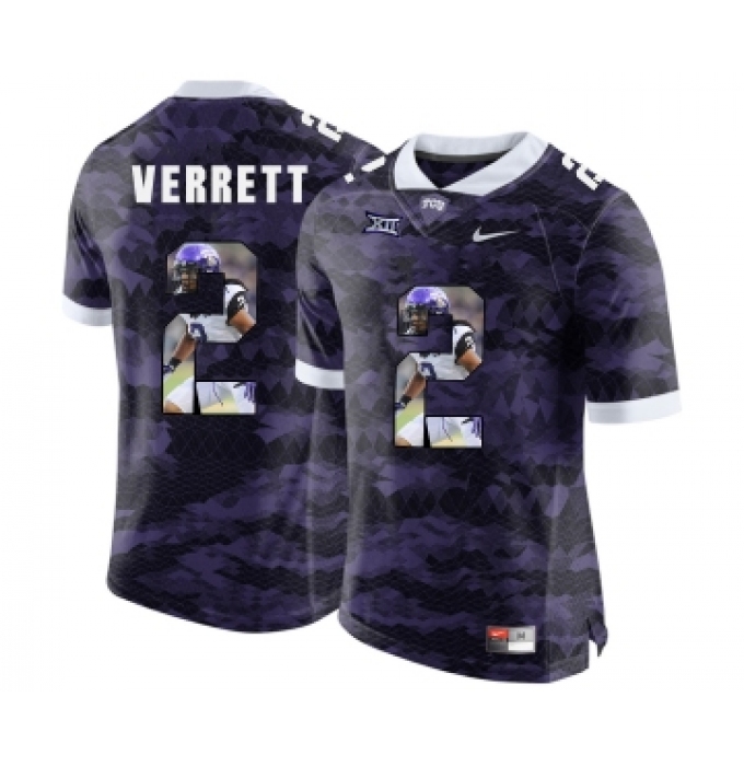 TCU Horned Frogs 2 Jason Verrett Purple With Portrait Print College Football Limited Jersey