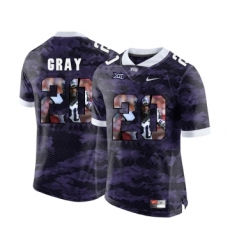 TCU Horned Frogs 20 Deante Gray Purple College With Portrait Print Football Limited Jersey