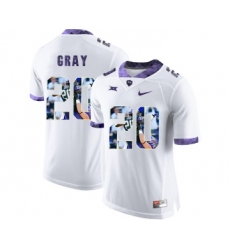 TCU Horned Frogs 20 Deante Gray White With Portrait Print College Football Limited Jersey