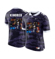 TCU Horned Frogs 26 Derrick Kindred Purple With Portrait Print College Football Limited Jersey