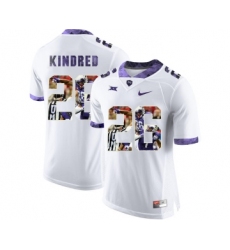 TCU Horned Frogs 26 Derrick Kindred White With Portrait Print College Football Limited Jersey