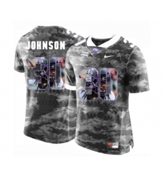 TCU Horned Frogs 30 Denzel Johnson Gray With Portrait Print College Football Limited Jersey