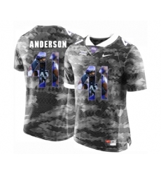 TCU Horned Frogs 41 Jonathan Anderson Gray With Portrait Print College Football Limited Jersey