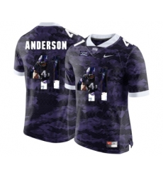 TCU Horned Frogs 41 Jonathan Anderson Purple With Portrait Print College Football Limited Jersey