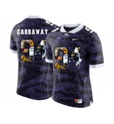 TCU Horned Frogs 94 Josh Carraway Purple With Portrait Print College Football Limited Jersey