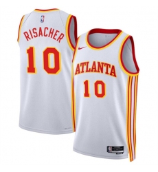 Men's Atlanta Hawks #10 Zaccharie Risacher White 2024 Draft Association Edition Stitched Jersey