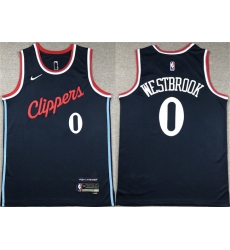 Men's Los Angeles Clippers #0 Russell Westbrook Navy Stitched Jersey