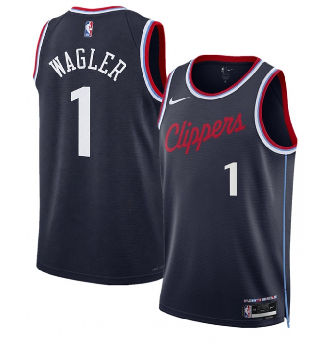 Men's Los Angeles Clippers #1 Keaton Wagler Navy 2026 Draft City Edition Stitched Jersey