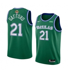 Men's Dallas Mavericks #21 Daniel Gafford Green 2024 Finals Classic Edition Stitched Basketball Jersey