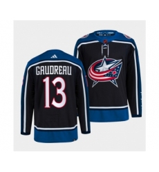 Men's Columbus Blue Jackets #13 Johnny Gaudreau Navy 2022 Reverse Retro Stitched Jersey