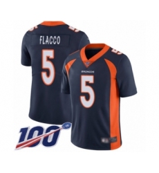 Men's Denver Broncos #5 Joe Flacco Navy Blue Alternate Vapor Untouchable Limited Player 100th Season Football Jersey