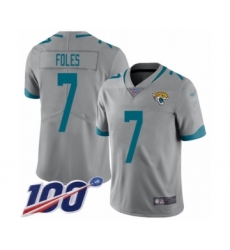 Men's Jacksonville Jaguars #7 Nick Foles Silver Inverted Legend Limited 100th Season Football Jersey