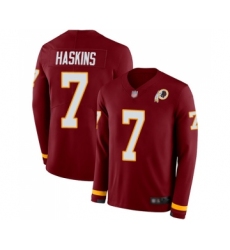 Men's Washington Redskins #7 Dwayne Haskins Limited Burgundy Therma Long Sleeve Football Jersey